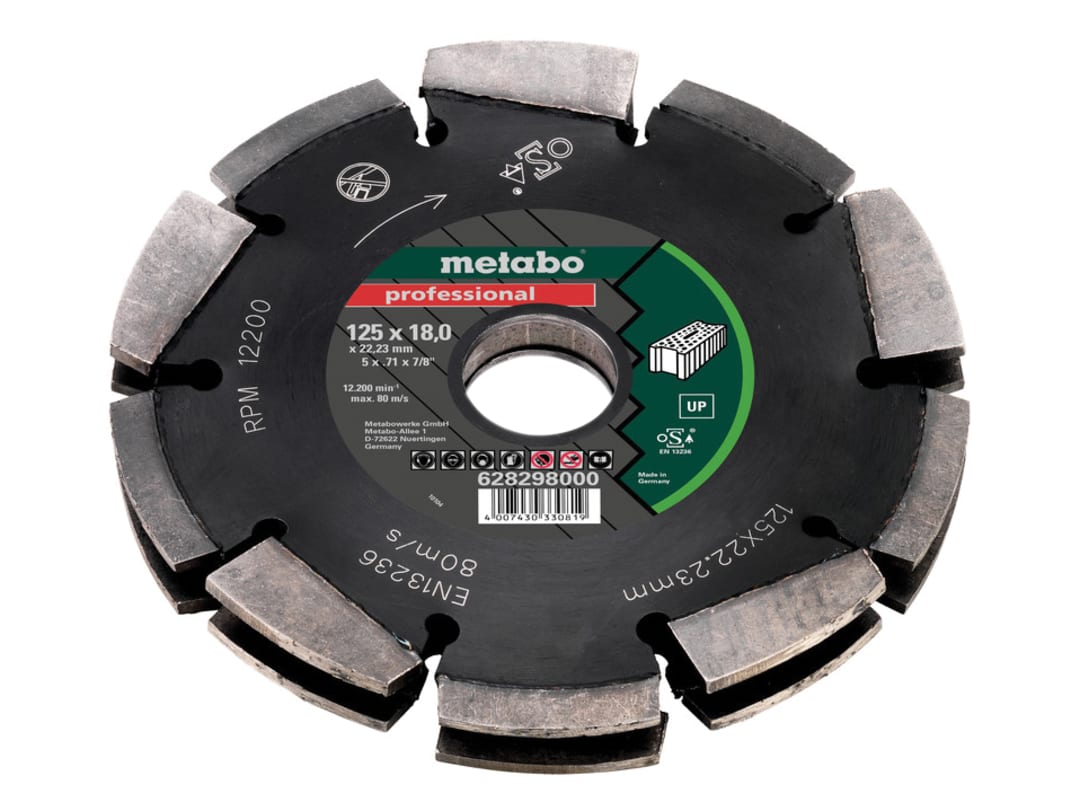 Metabo 628298000 2‑Row UP Universal Wall Chaser Blade, 125 x 18 x 22.23mm, Designed for Clean, Stable Cutting in Masonry and Concrete with Enhanced Material Removal and Smooth Operation. - Image 9