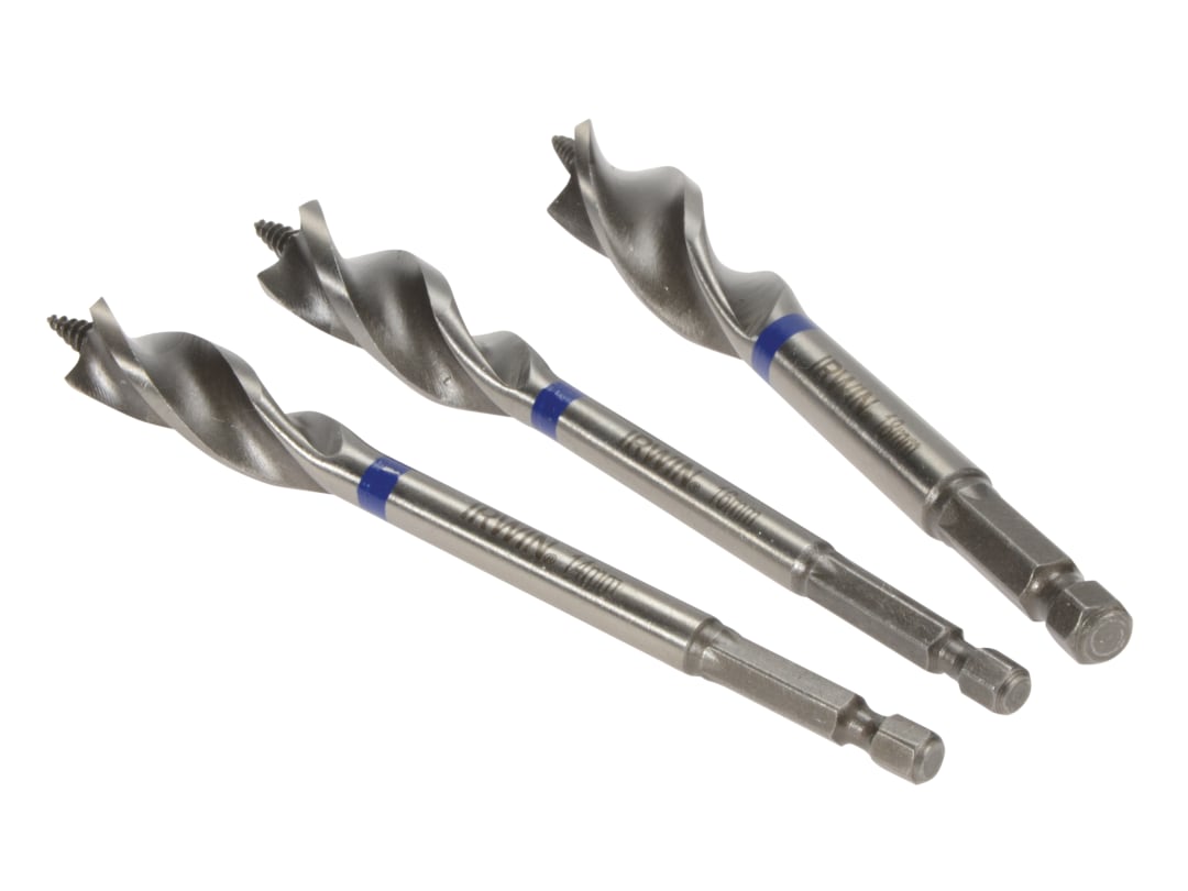 Irwin 3 Piece Blue Groove Nail Biteing Power Wood Drill Bit Set - Image 8