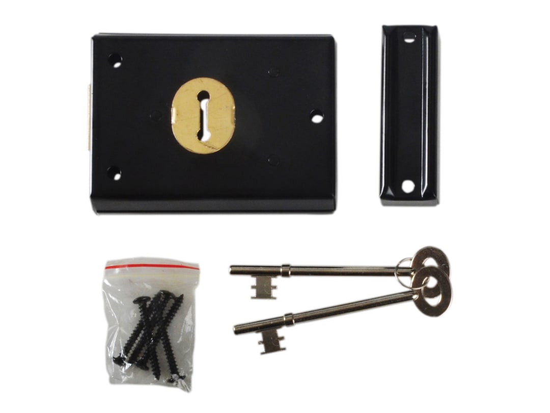 B&Q - 46mm Black Metal Rim Lock(H)76mm (L)102mm - Image 8