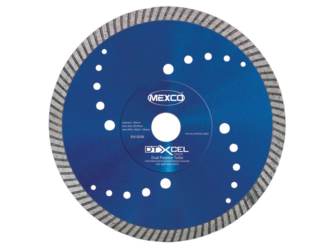 MEXCO XCEL Grade Dual Purpose Turbo Diamond Blade 180 x 22mm DTXCEL18022