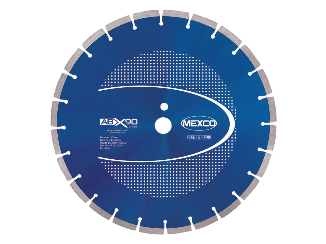 MEXCO Abrasive Materials X90 Grade Diamond Blade 350 x 25mm ABX9035025