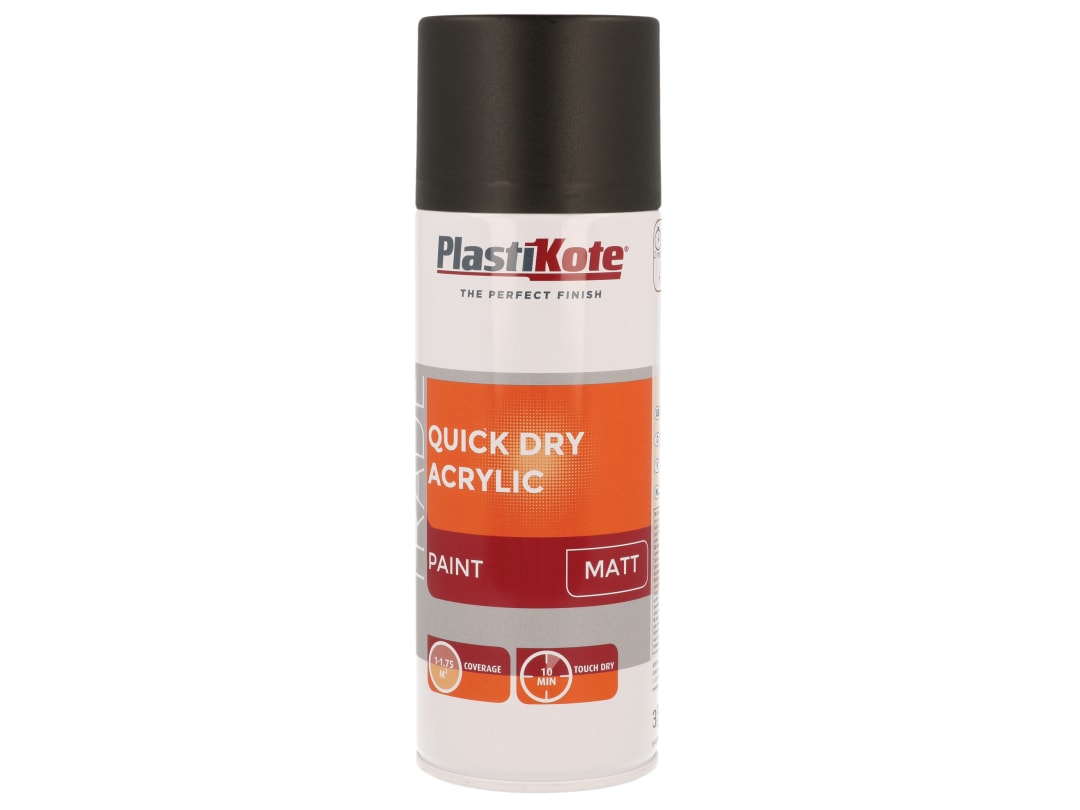 Plastikote Black Trade Quick Dry Acrylic Spray Paint Matt 400Ml 071008 - Image 6
