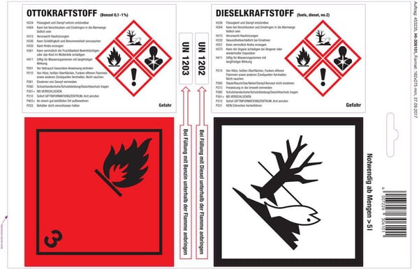 Hünersdorff Adhesive labels for petrol/diesel 25 sheets JK306100