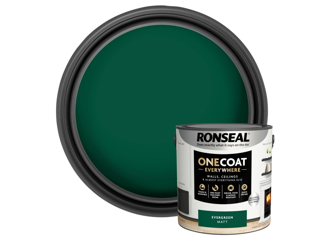 Ronseal One Coat Everywhere Washable Tough Quick Dry Matt Paint 2.5L - Evergreen - Image 8