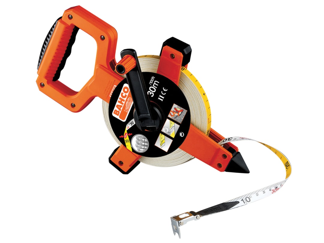 Bahco LTS Open Reel Fiberglass Tape Measure Imperial & Metric 100ft / 30m 13mm - Image 8