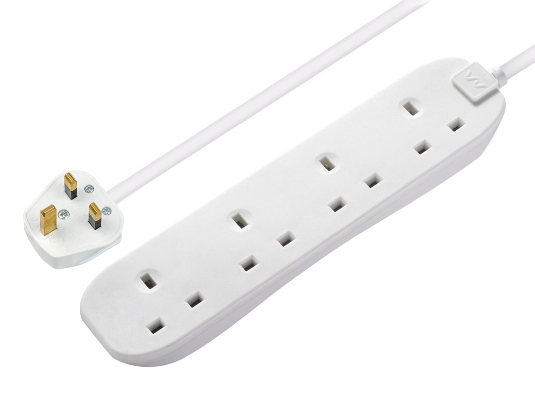 Masterplug 4 Socket Extension Lead 5M Cable 13A Safety Shutter Power Strip White - Image 19