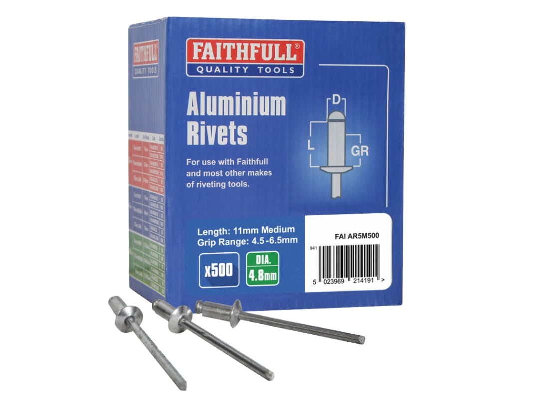 Faithfull Aluminium Rivets 4.8 x 11mm Medium Bulk Pack of 500 FAIAR5M500 - Image 12