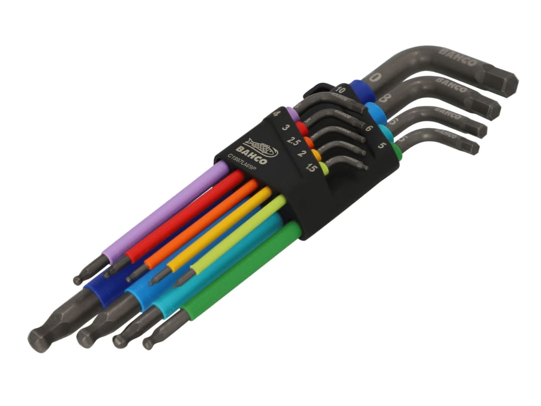 Bahco C1997LM/9P 9 Pce Metric Long Ball End Coloured Hex Allen Key Set 1.5-10mm - Image 8