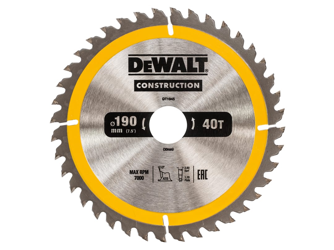DeWalt Construction Circular Saw Blade 190mm 40T 30mm - Image 12