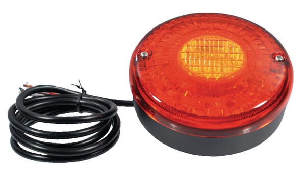 Rear light LED, round, 12/24V, red/amber, bolt on, diameter  140mm LA2002M