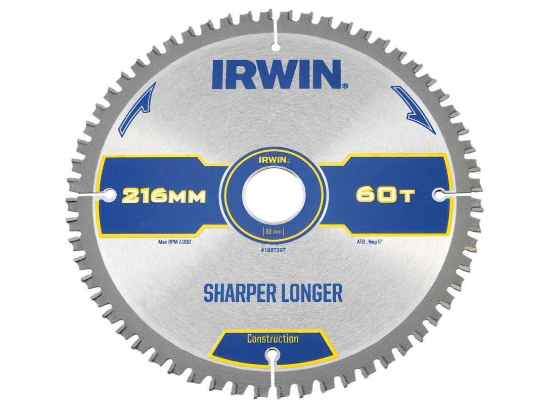 B&Q - Construction Mitre Circular Saw Blade 216 X 30mm X 60T Atb/neg Irw1897397 - Image 9