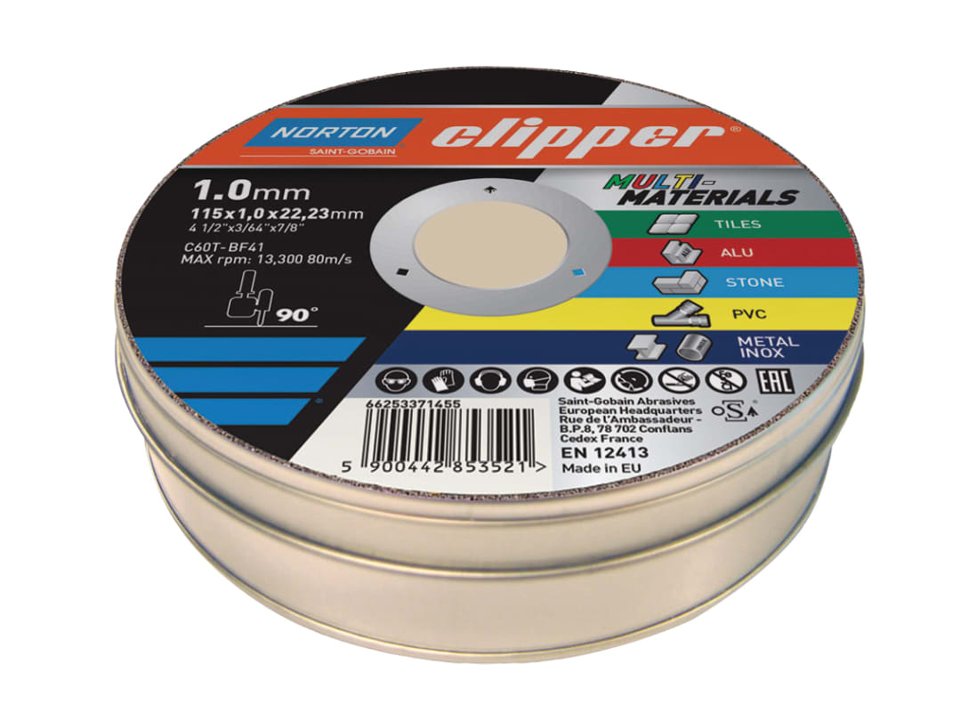 Flexovit Norton Clipper Multi-Materials Cutting Disc 115 X 22.23 Mm 66252839907