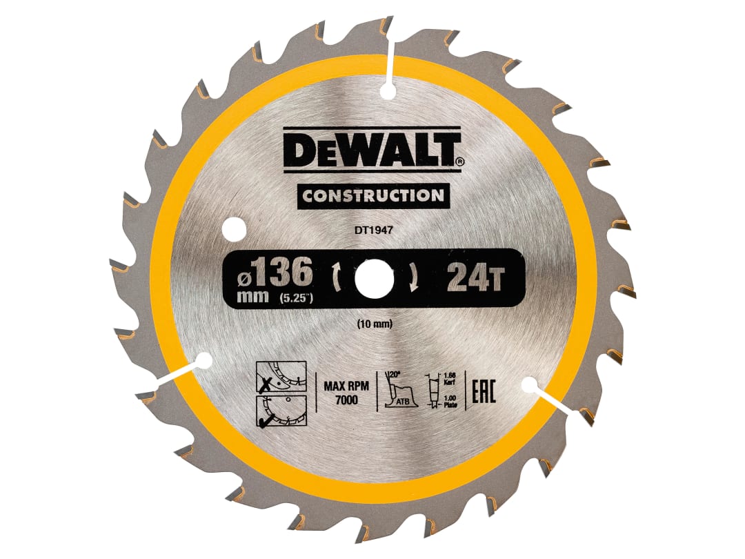 Dewalt Cordless 18 V DT1947 Circular SAEGE Blade 136/10 mm 24WZ, 1 Piece - Image 7