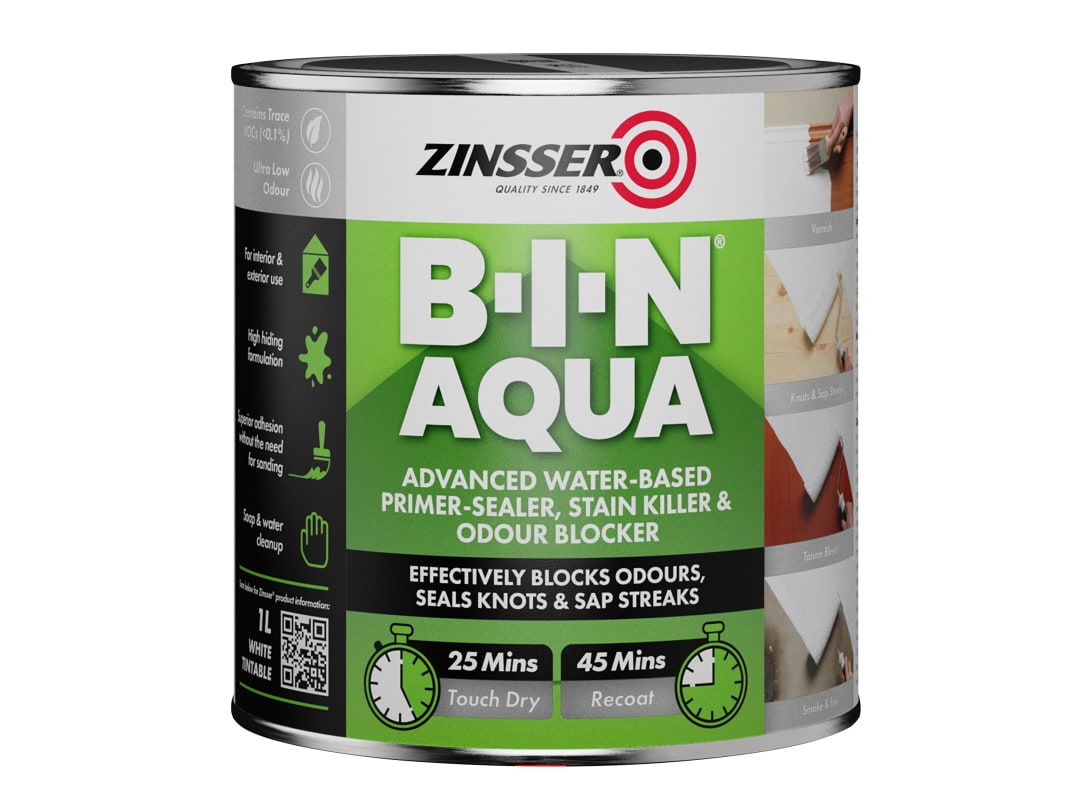 Zinsser BIN White Aqua Primer 1L Wood/Metal - Image 10