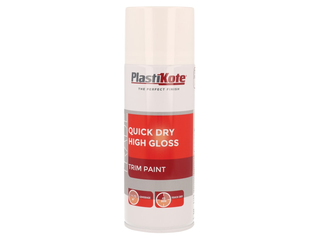 Plastikote - Quick Dry High Spray 400Ml - White Gloss - Image 5