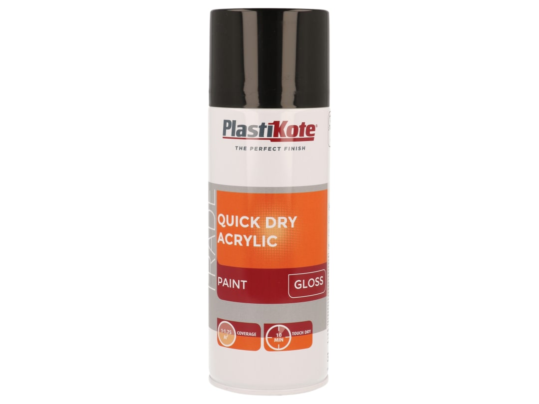 Plastikote Black Trade Quick Dry Acrylic Spray Paint Gloss 400Ml 071009 - Image 6