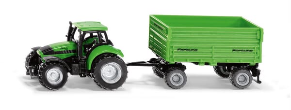 Miniature DEUTZ AVEC REMORQUE FORTUNA A 2 ESSIEUX - Siku Miniature agricole - Siku1606