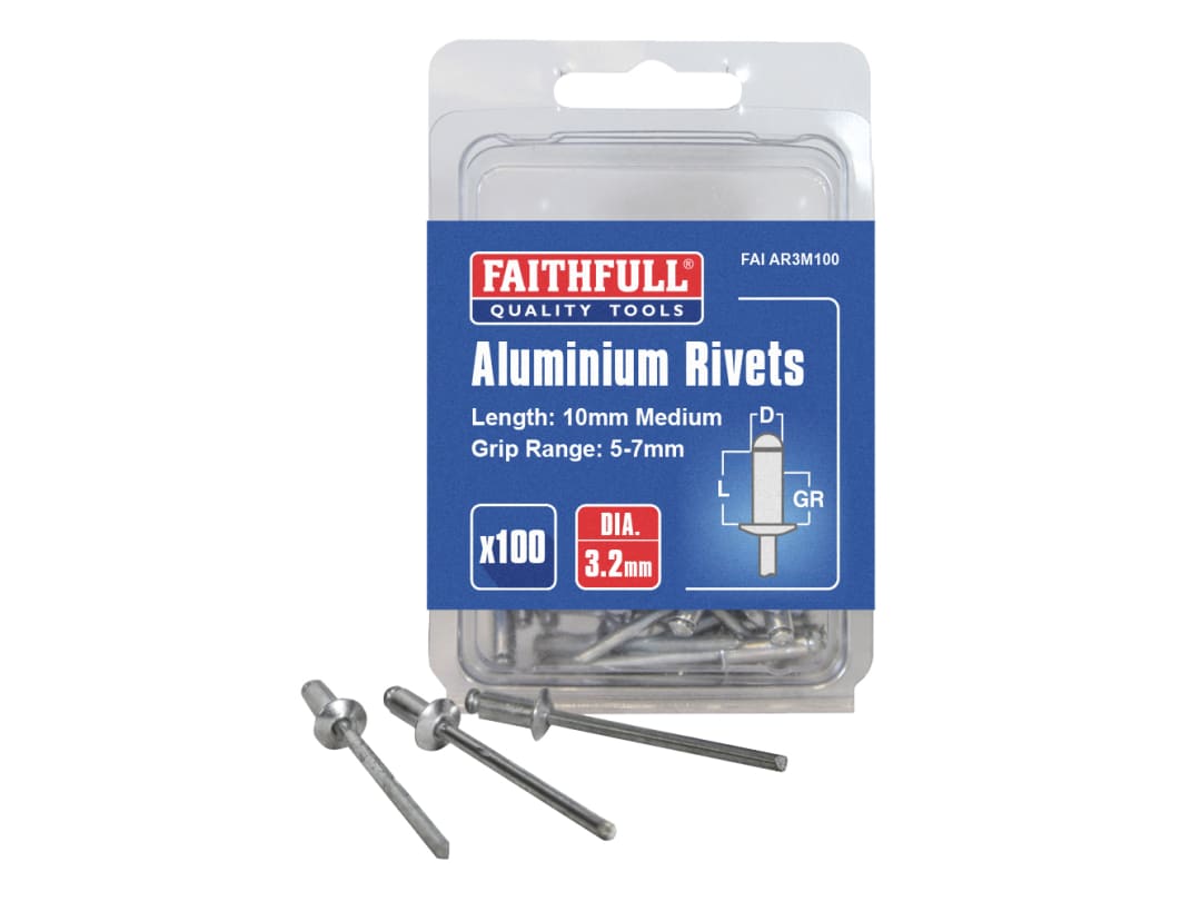Faithfull Aluminium Pop Rivets 3mm 10mm Pack of 100 - Image 10
