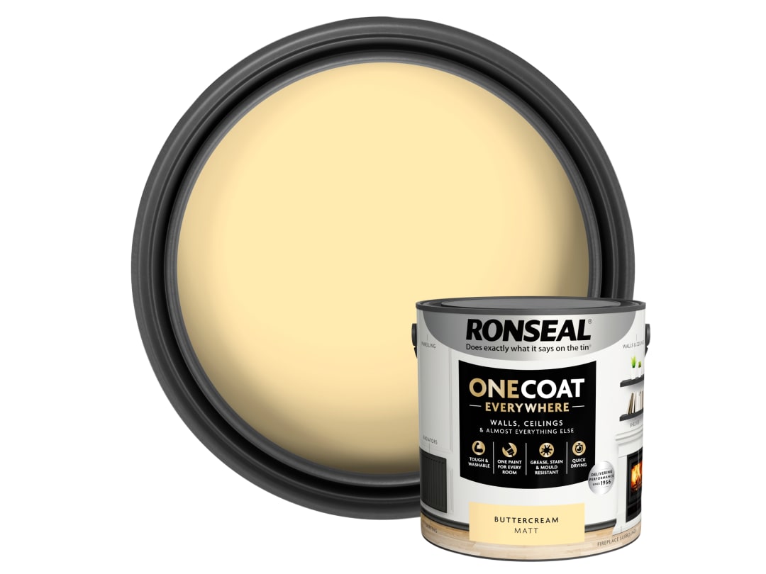 Ronseal One Coat Everywhere Interior Paint 2.5L - Matt - Buttercream - Image 7