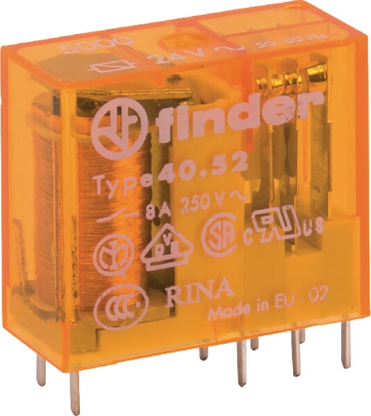 Finder PCB Mount Relay 24VAC 8A DPDT (AgNi + Au) - Image 3