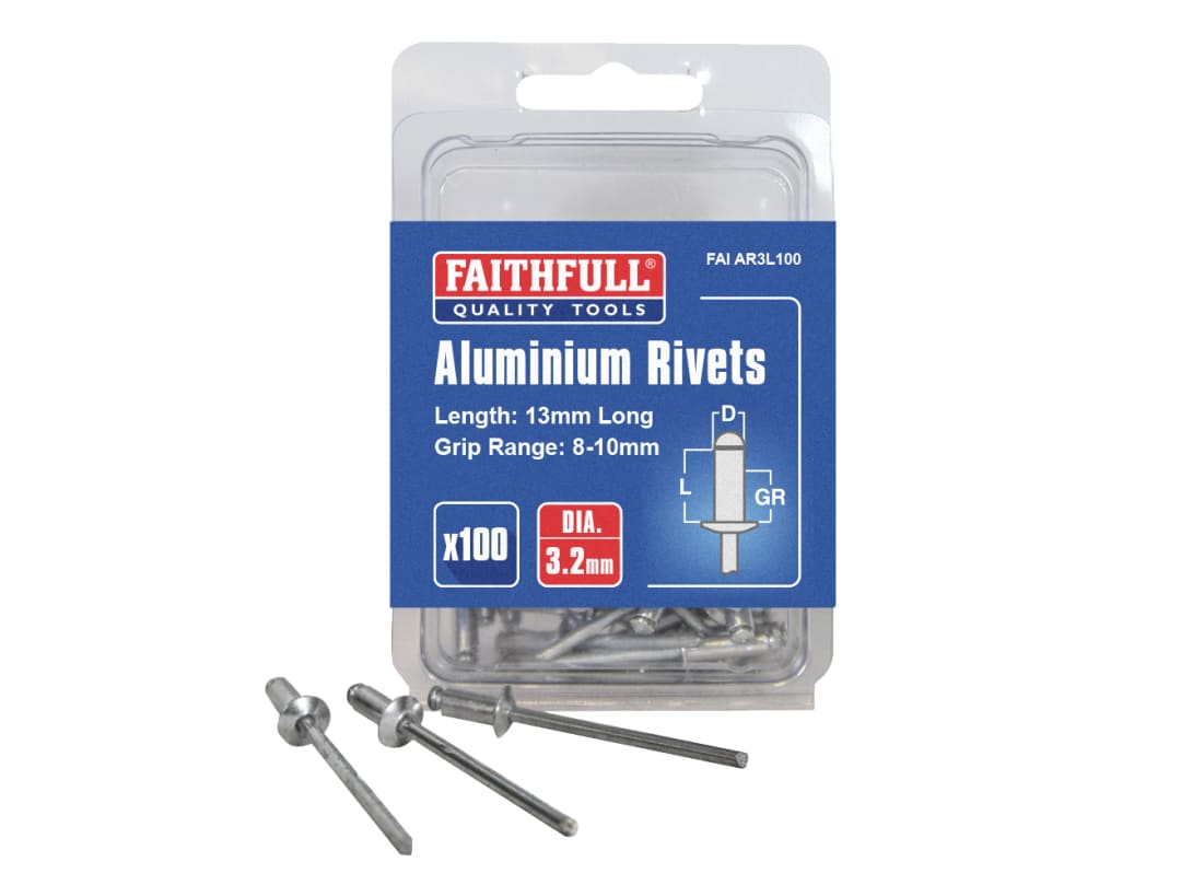 Faithfull Aluminium Pop Rivets 3mm 12mm Pack of 100 - Image 7