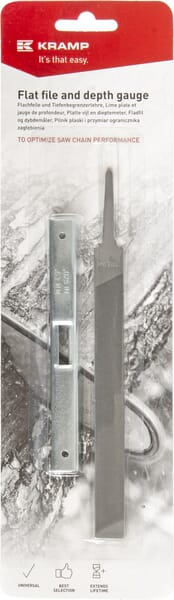 Kramp Chainsaw chain flat file with depth gauge on card blister DGFF001KR
