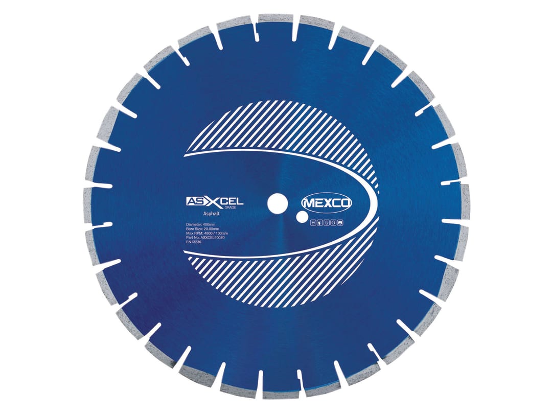 Mexco ASXCEL Asphalt Diamond Blade, High-Performance Cutting Disc for Asphalt, Green Concrete, Screed – 400mm, 10mm Segment Height, 20mm Bore - Image 3