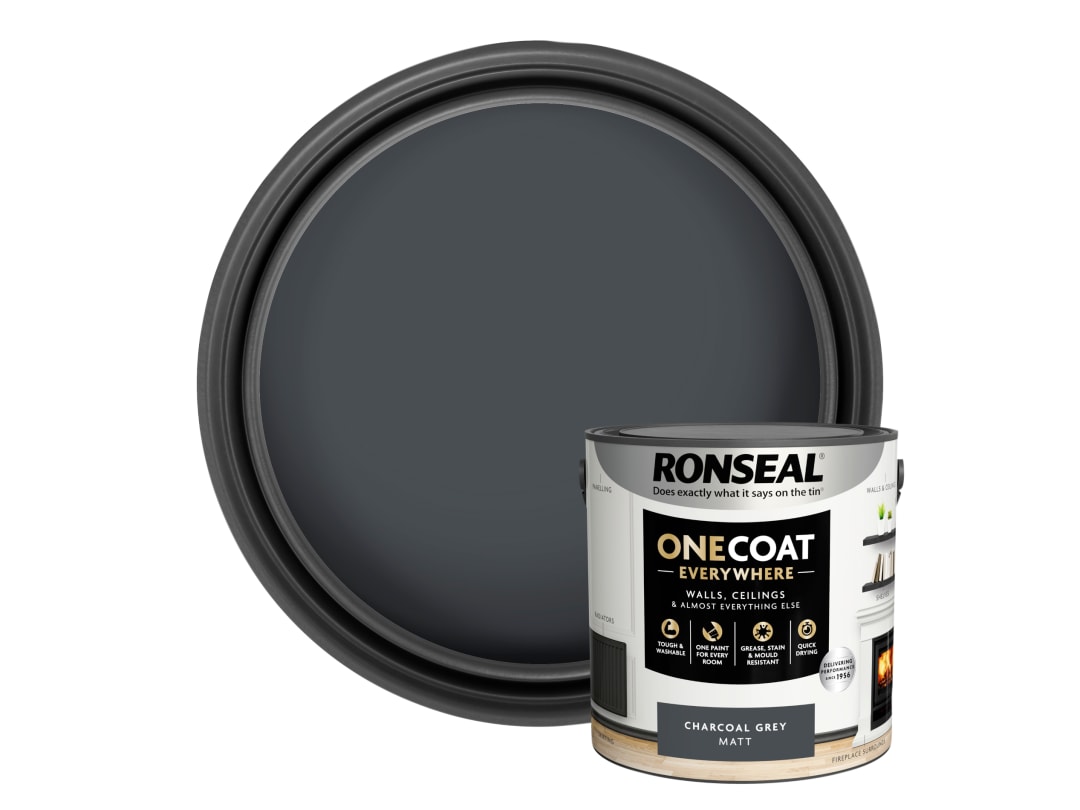 Ronseal One Coat Everywhere Interior Paint Charcoal Grey Matt 2.5 litre - Image 16