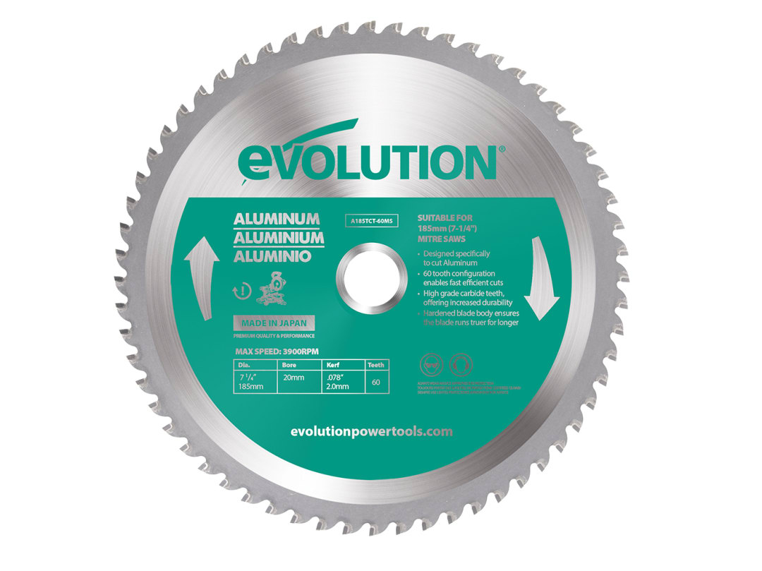 Evolution Aluminium Cutting Circular Saw Blade 185 mm x 20 mm A185TCT-60MS