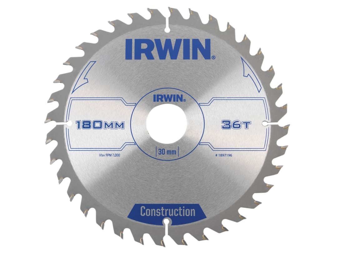 Irwin Construction Circular Saw Blade 180 X 30Mm X 36T Atb - Grey - Image 7