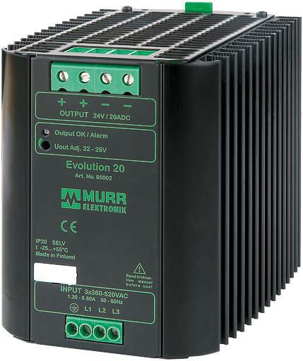 MURR ELEKTRONIK Power supply, 400VAC/24VDC 20A 85002