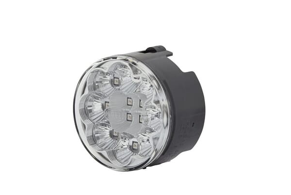 Hella Indicator light LED, round, 12V, transparent, bolt on, diameter  66mm, AMP 2-pin, 12 LED's, 2BA009001431