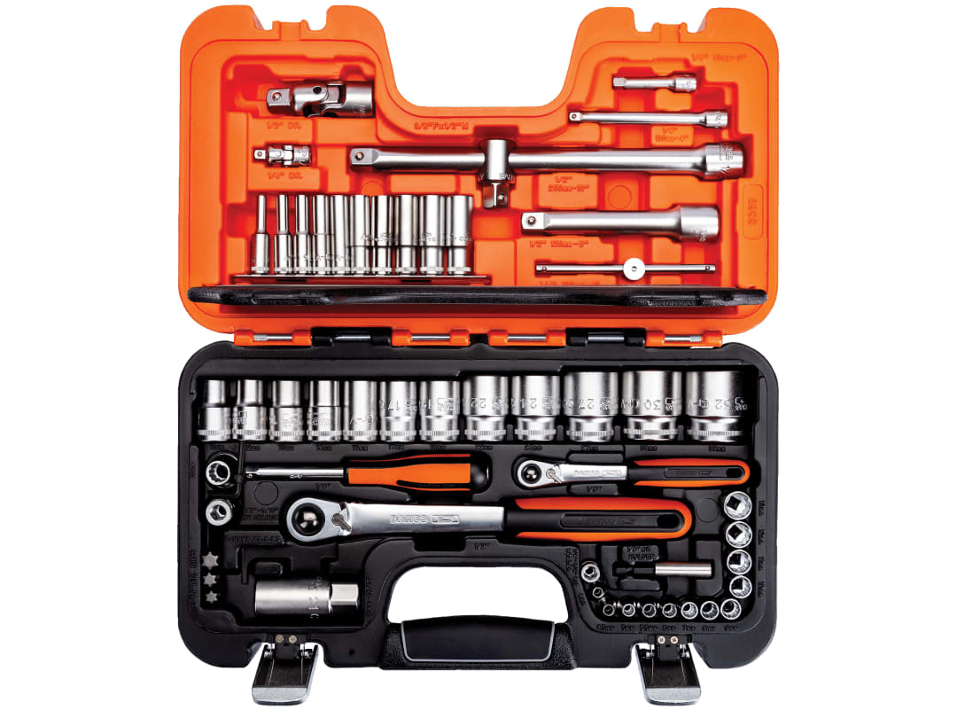 Bahco S560 0.25/ 0.5-inch Square Drive Met Socket Set, Silver | 56 piece mechanics socket set | 1/4in and 1/2in drive tools | TORX bits included | Durable storage case - Image 11