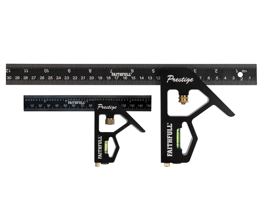 Faithfull Prestige Combination Square Twin Pack Black Aluminium 150mm (6in) & 300mm (12in) – Multi-Function Measuring & Layout Tools with Spirit Level & Marking Scribe for Woodworking & Metalwork - Image 17