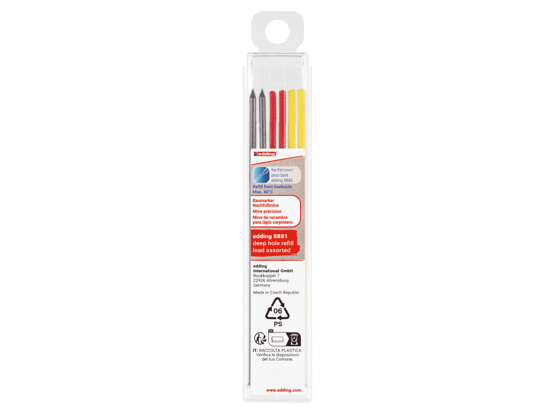 Edding Red/Yellow/Dark 8881 Assorted Lead Refill Set, 6 Piece 4-8881-6999