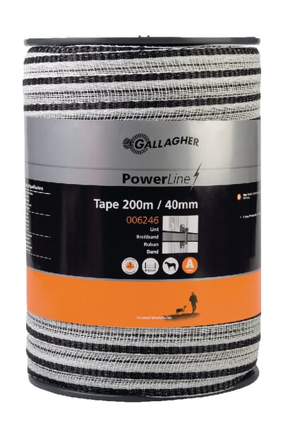 Gallagher White Powerline Tape 40Mm 200M 006246Gal