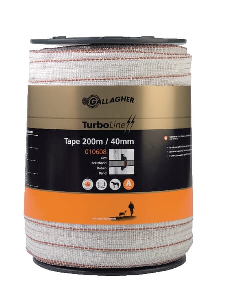 Gallagher White Turbostar Tape 40Mm 200M 010608Gal