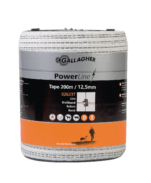 Gallagher Powerline Fence Tape 12.5Mm 200M 026237Gal