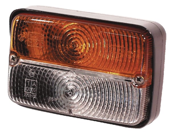 Direction and position light Halogen, front, rectangular, 12V, amber/transparent, bolt on, 80x120mm, Cobo