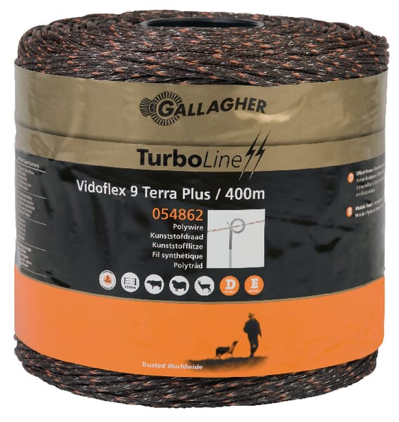 Gallagher Polywire, Vidoflex 9 Turboline Plus Terra 400M 054862Gal