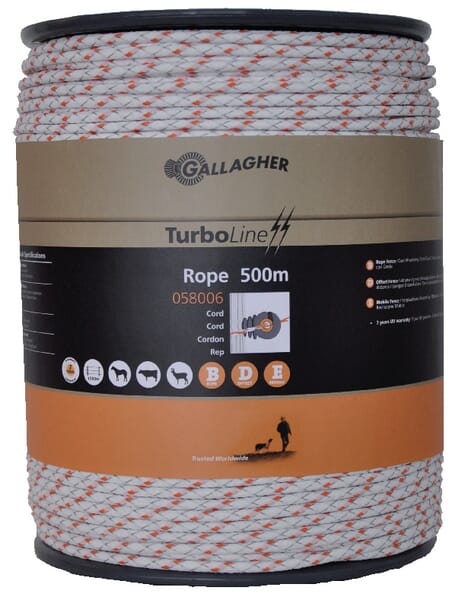 Gallagher White Turboline Cord 500 M, 058006Gal
