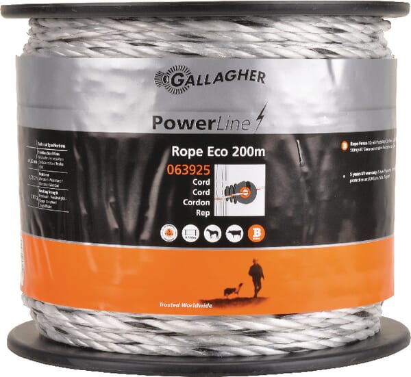 Gallagher White Powerline Cord Eco 200 M 063925Gal