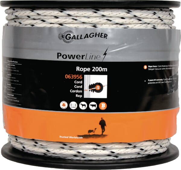 Gallagher White Powerline Rope 200 M 063956Gal