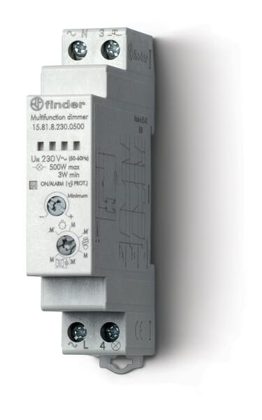Finder Electric Dimmer Linear, Railm. 230V Ac, Max.500w, 50/60Hz 158182300500