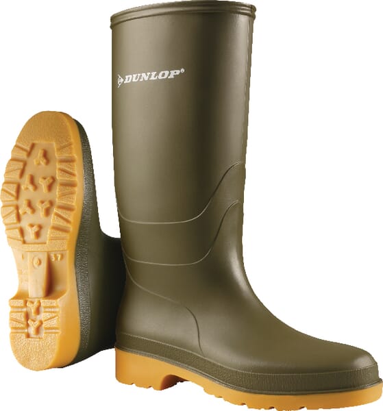 Dunlop Green Boots Size 3 Wellingtons Dull 1624736