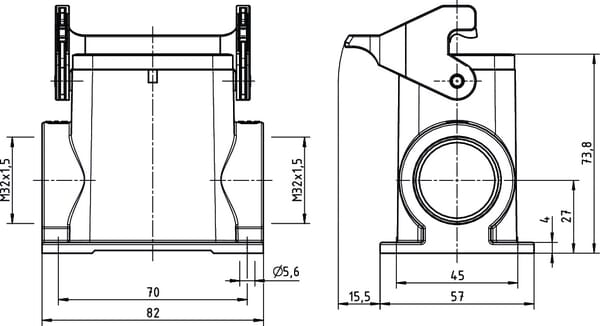Harting House 6B, Hc Surface 2XM32 1 Lever 19300060292