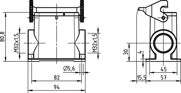 Harting House 10B, Hc Surface 2XM32 1 Lever 19300100292