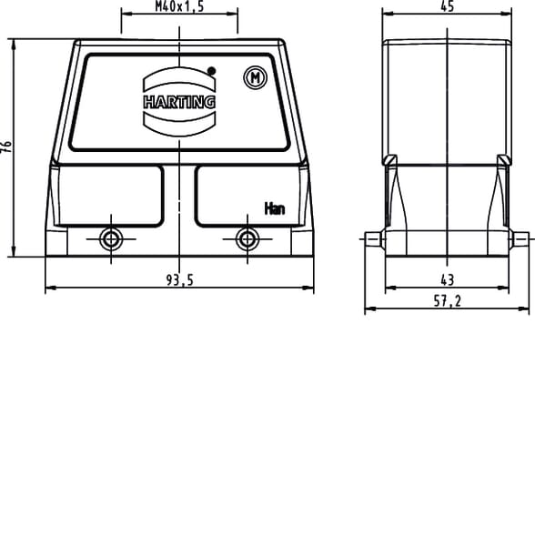 Harting Hood 16B, Hc M40 Top Entry 19300160428