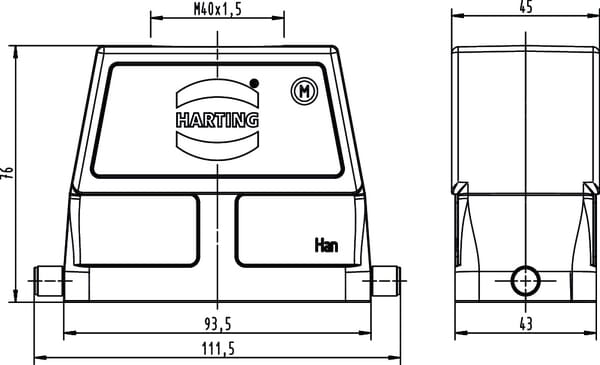 Harting Hood 16B, Hc M40 Side Entry 19300160548