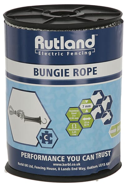 Rutland White/Black Bungie Rope Diameter 7Mm 25M 486890Rut